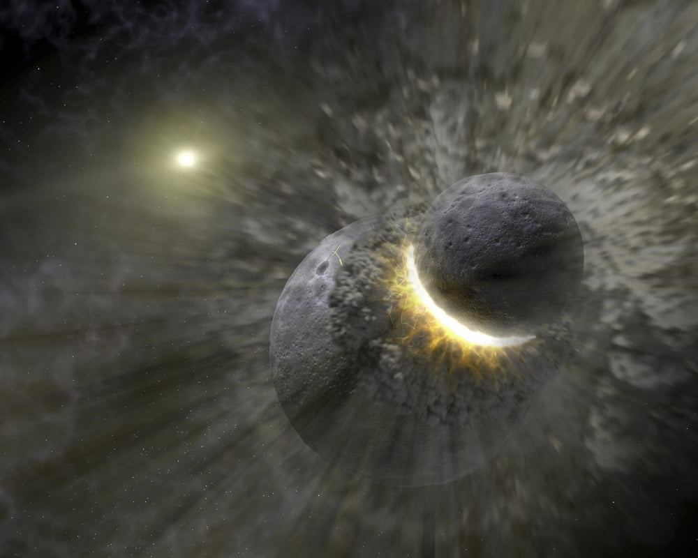 A collision between massive objects in space Canvas Art - Stocktrek Images (31 x 25)