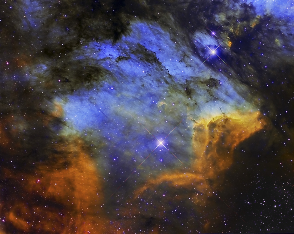 A colorful Pelican Nebula in the constellation Cygnus Canvas Art - Roberto ColombariStocktrek Images (31 x 25)