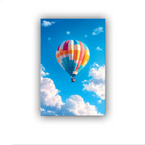 A colorful hot air balloon floats in the blue skyn   Poster Canvas Print Wall Art Bedroom Room Aesthetics Decoration