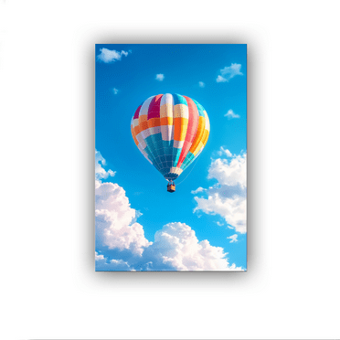 A colorful hot air balloon floats in the blue skyn   Poster Canvas Print Wall Art Bedroom Room Aesthetics Decoration