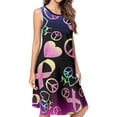 thumbnail image 1 of A colorful sign with peace and ribbon Spring Summer Dresses for Women Fashion T-shirt Dress Casual Sleeveless Loose Sundress with Pockets, 1 of 5
