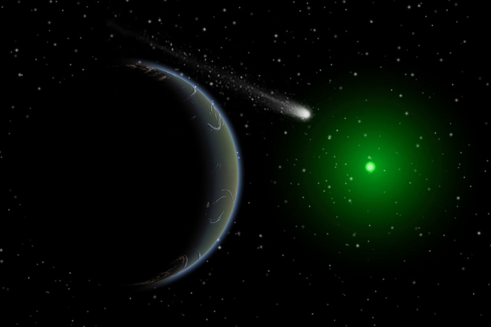A comet passing a distant alien world Canvas Art - Mark StevensonStocktrek Images (35 x 23)