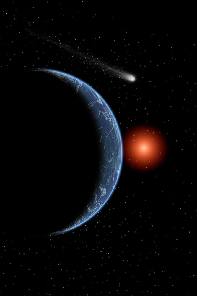 A comet passing the Earth on its journey around the Sun Canvas Art - Mark StevensonStocktrek Images (12 x 18)