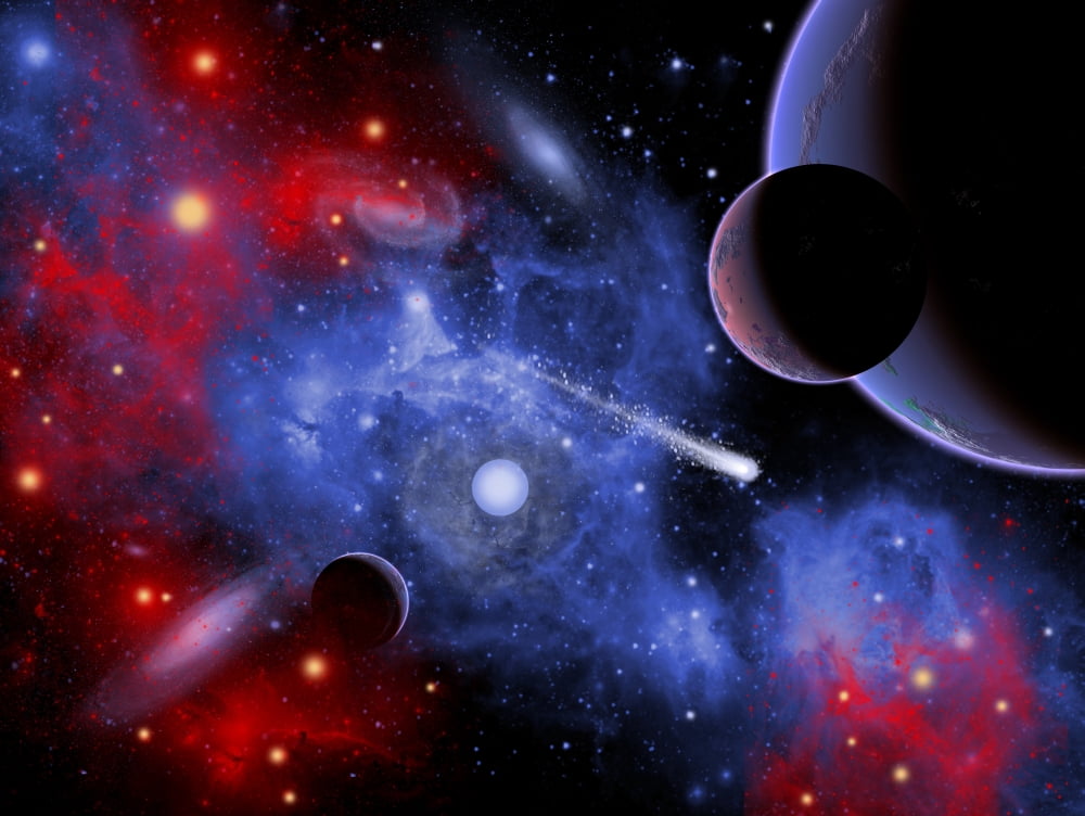 A comet passing through a young solar system Canvas Art - Mark StevensonStocktrek Images (17 x 13)