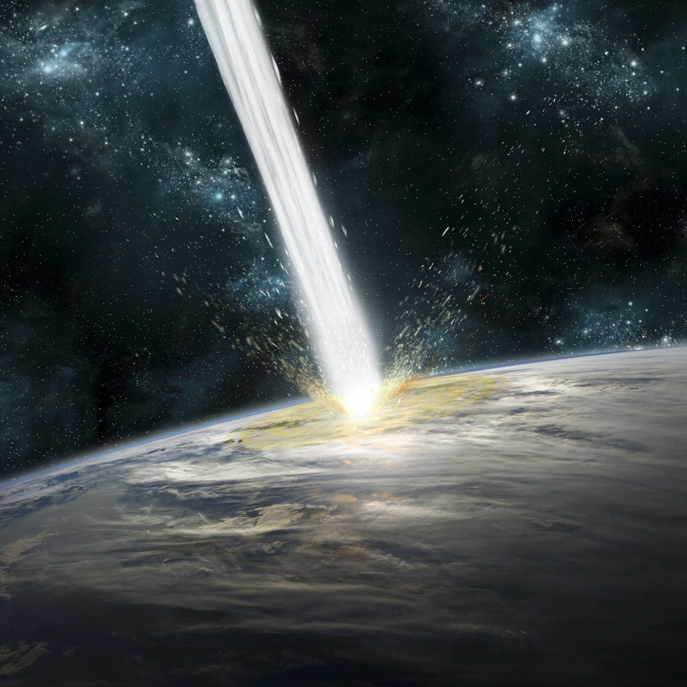 A comet strikes Earth Canvas Art - Marc WardStocktrek Images (29 x 29)