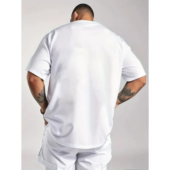 A comfortable American solid-color short-sleeved crew collar T-shirt - a simple and elegant summer sports men's T-shirt, machine washable, S-XXL