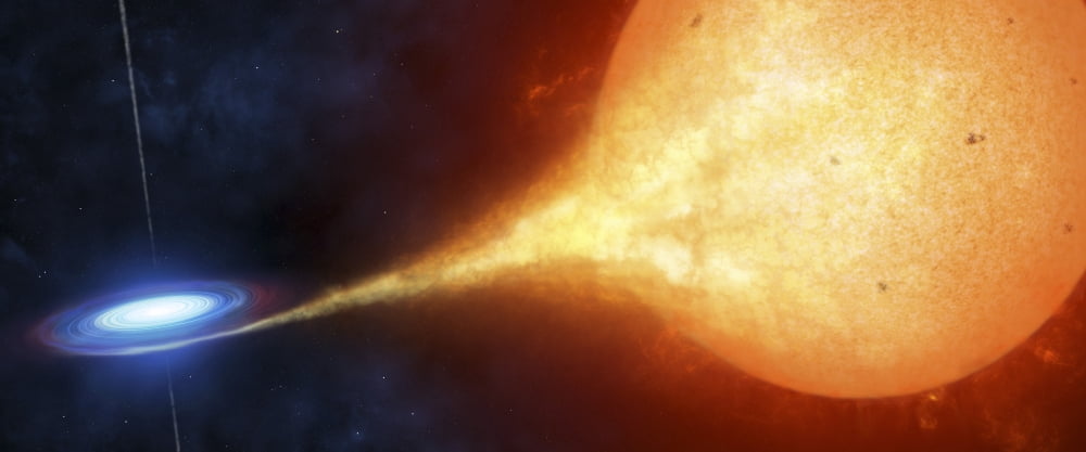 A compact object or a black hole is seen ripping off gas from its sun-like companion Canvas Art - Fahad SulehriaStocktrek Images (22 x 9)