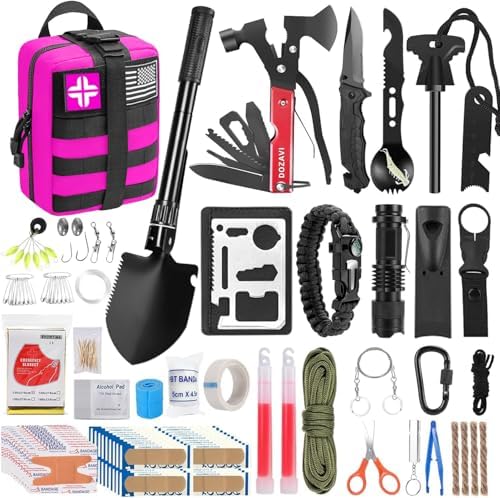 A comprehensive 142-piece survival and first aid kit stored in a MOLLE ...