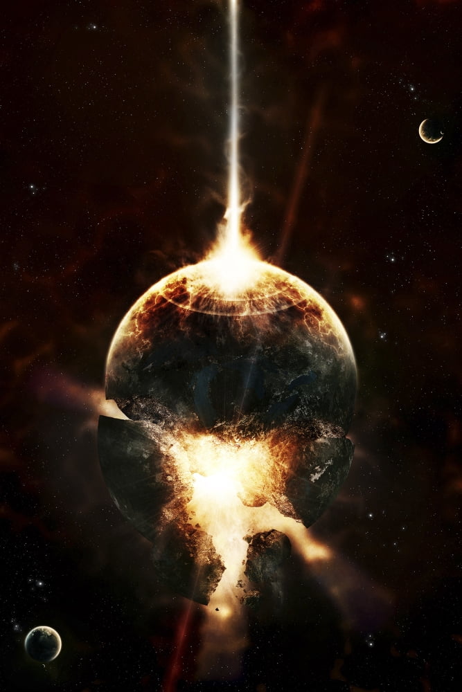 A concentrated gamma ray strikes a planet tearing it open Canvas Art - Tomasz DabrowskiStocktrek Images (12 x 17)