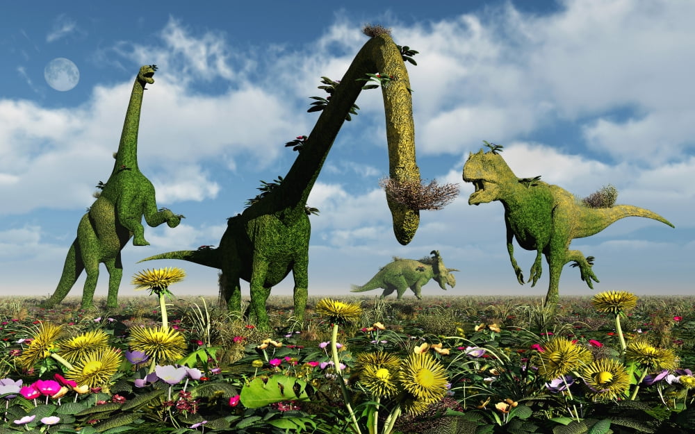 A conceptual dinosaur garden Canvas Art - Mark StevensonStocktrek Images (36 x 23)