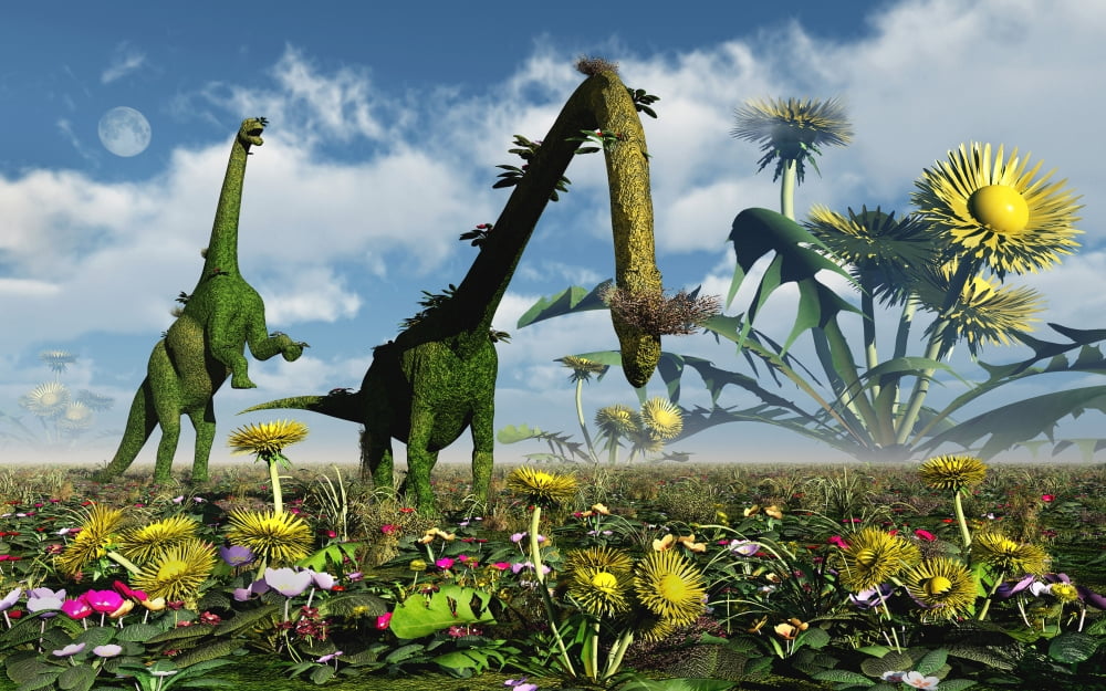 A conceptual dinosaur garden Canvas Art - Mark StevensonStocktrek Images (36 x 23)