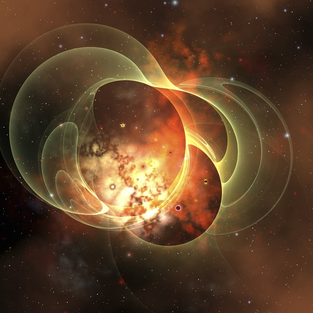 A constellation sits inside encircling gaseous rings in space Canvas Art - Corey FordStocktrek Images (28 x 28)