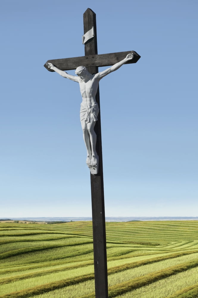 A crucifix on farmlandSaskatchewan canada Canvas Art - Benjamin Rondel Design Pics (24 x 38)