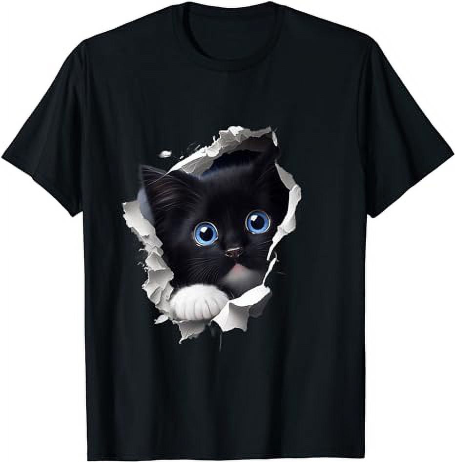 A curious and cute kitten, black cat T-Shirt - Walmart.com