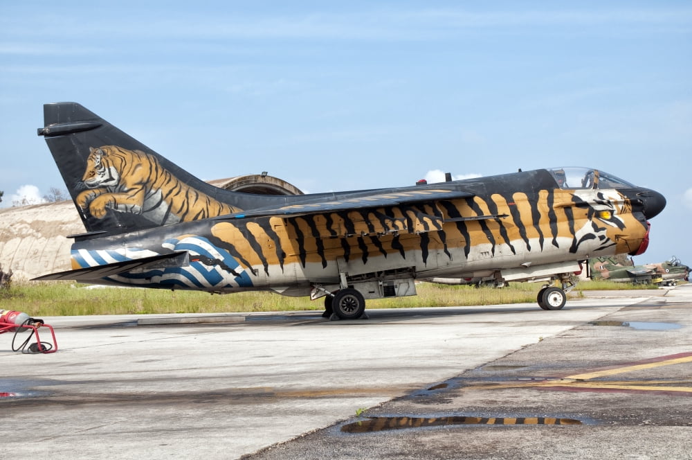 A custom painted A-7 Corsair II of the Hellenic Air Force Canvas Art - Giovanni CollaStocktrek Images (18 x 12)