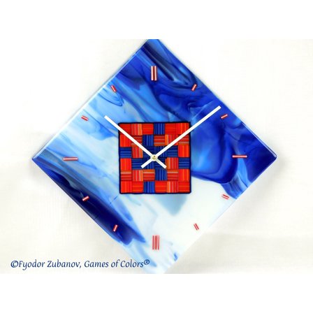 A decorative fused glass clock "A diamond in the sky"