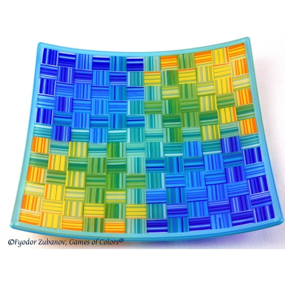 A decorative square plate "Woven ribbons - Summer"