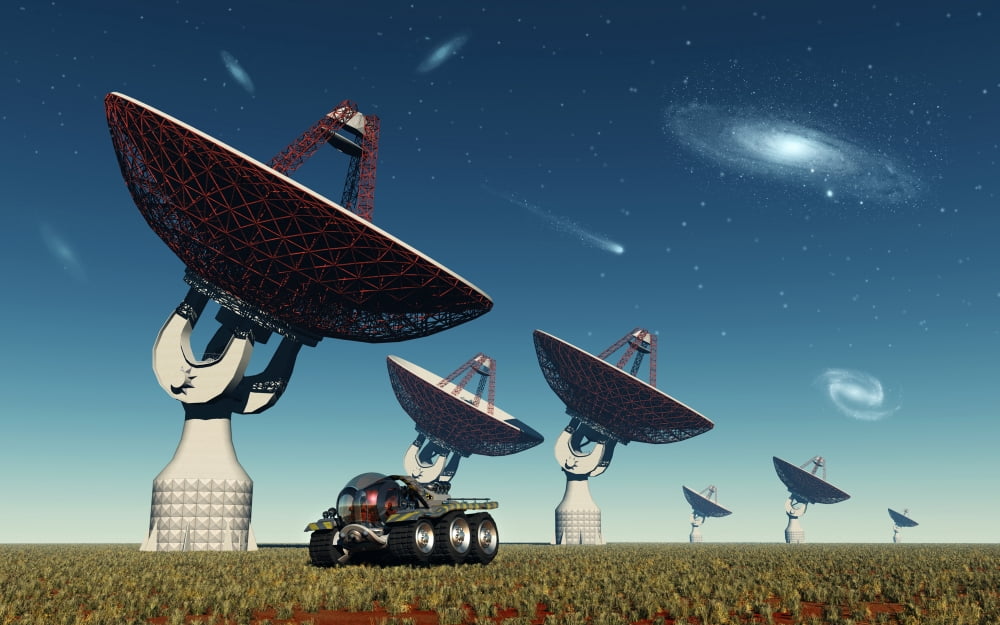A deep space tracking station on an alien planet Canvas Art - Mark StevensonStocktrek Images (36 x 23)