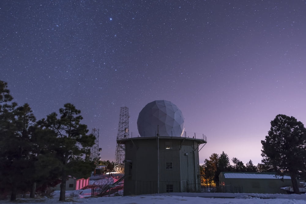 A defunct Air Force Station radar tower at Mount Lemmon Observatory Canvas Art - John DavisStocktrek Images (35 x 23)