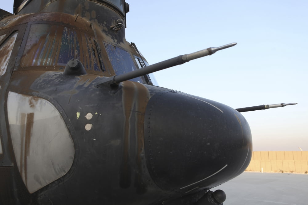 A disabled CH-47 Chinook at Forward Operating Base Jalalabad Canvas Art - Stocktrek Images (35 x 23)