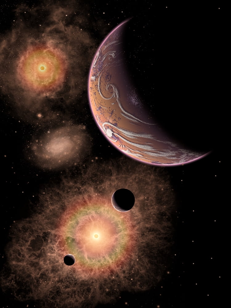 A distant alien solar system in our Milky Way Galaxy Canvas Art - Mark StevensonStocktrek Images (25 x 33)