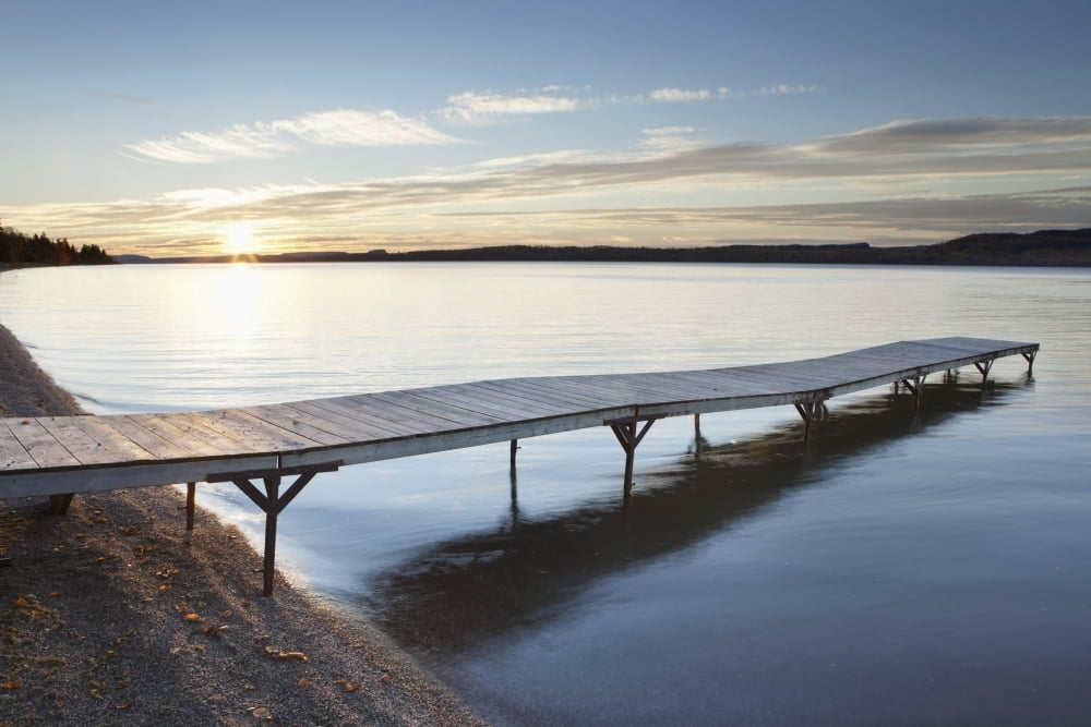 A dock in lake superior at sunsetThunder bay ontario canada Canvas Art - Susan Dykstra Design Pics (38 x 24)