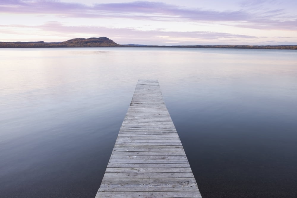 A dock in lake superior at sunsetThunder bay ontario canada Canvas Art - Susan Dykstra Design Pics (38 x 24)