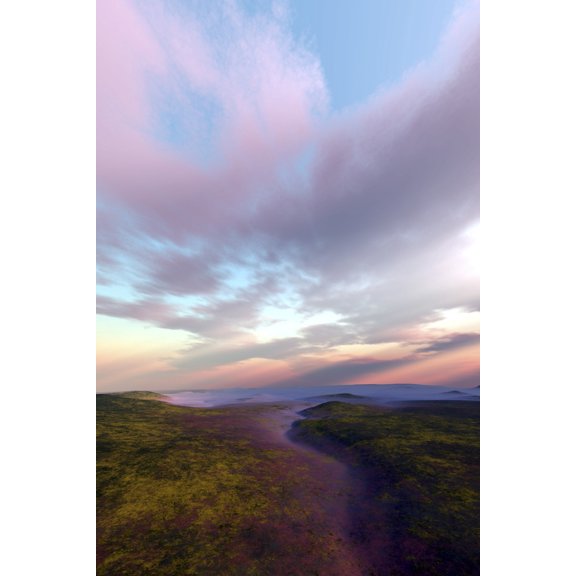 A dry riverbed winds its way down through a wilderness area Canvas Art - Corey FordStocktrek Images (12 x 18)