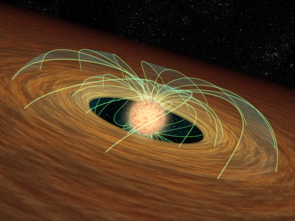A dusty planet-forming disk in orbit around a whirling young star Canvas Art - Stocktrek Images (32 x 24)