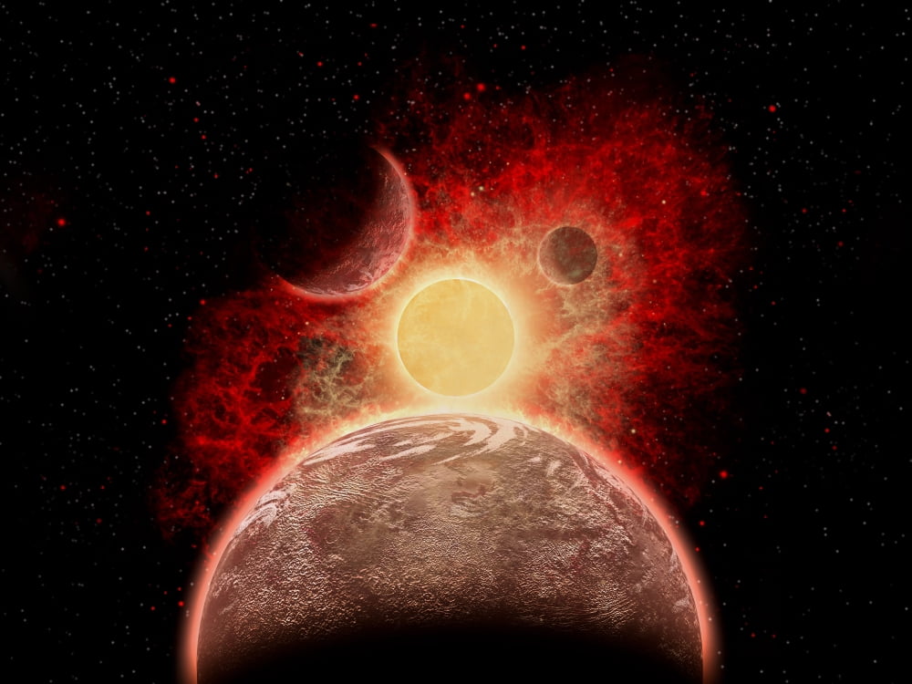 A dying alien star system Canvas Art - Mark StevensonStocktrek Images (17 x 13)
