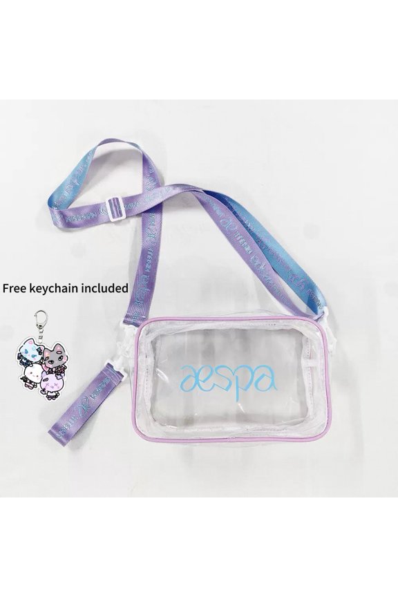 A espa Clear PVC Crossbody Bag, Adjustable Printed Strap Transparent Shoulder Bag for Concert Fan Events