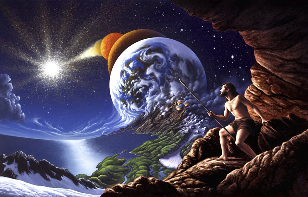 A fanciful depiction of the Big Bang theory Canvas Art - Jerry LoFaroStocktrek Images (18 x 12)