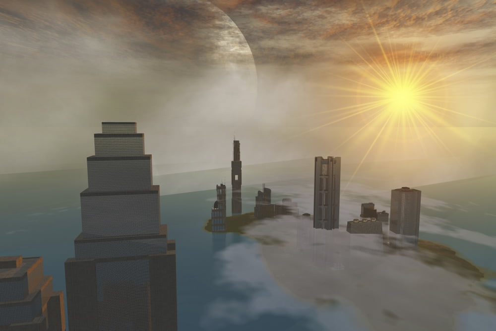 A fantasy science fiction world on another planet Canvas Art - Corey FordStocktrek Images (35 x 23)
