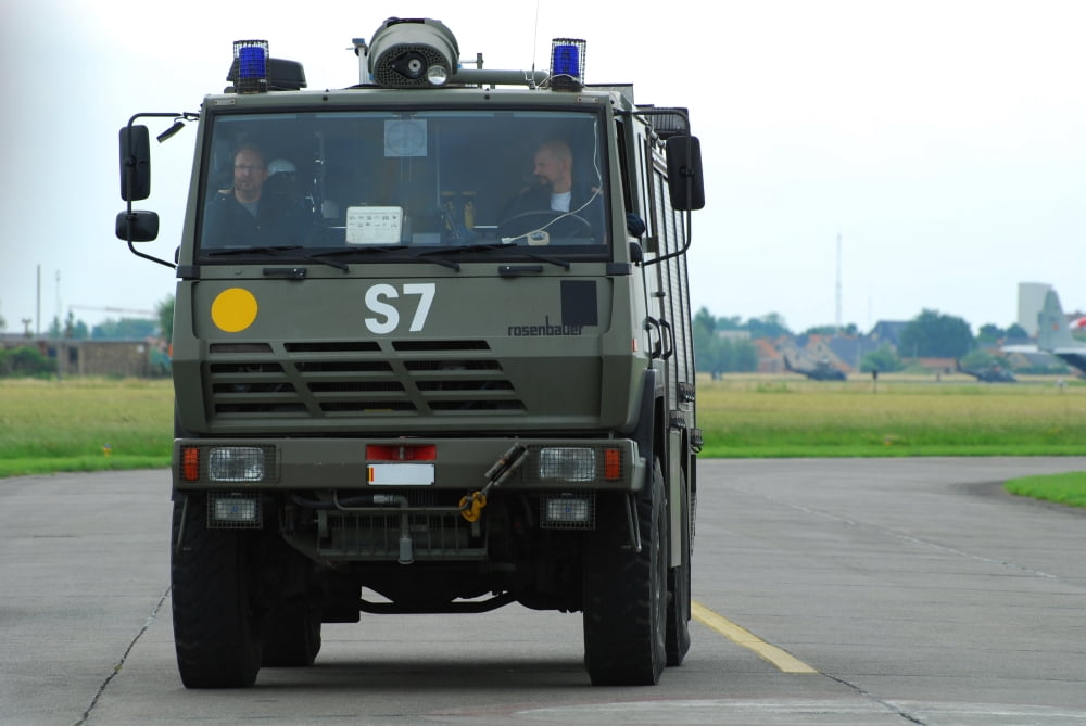A fire engine based at the Air Force Base in Koksijde Belgium Canvas Art - Luc De JaegerStocktrek Images (34 x 23)
