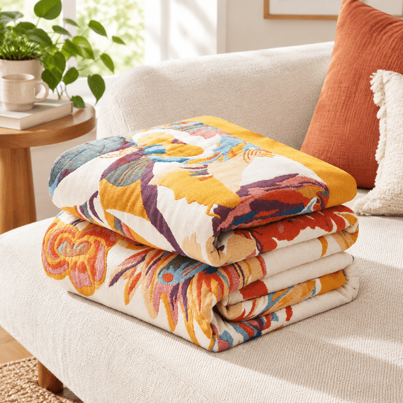 A-flower-butterfly Cali King/King (91" X 108") Boho Throw Blanket