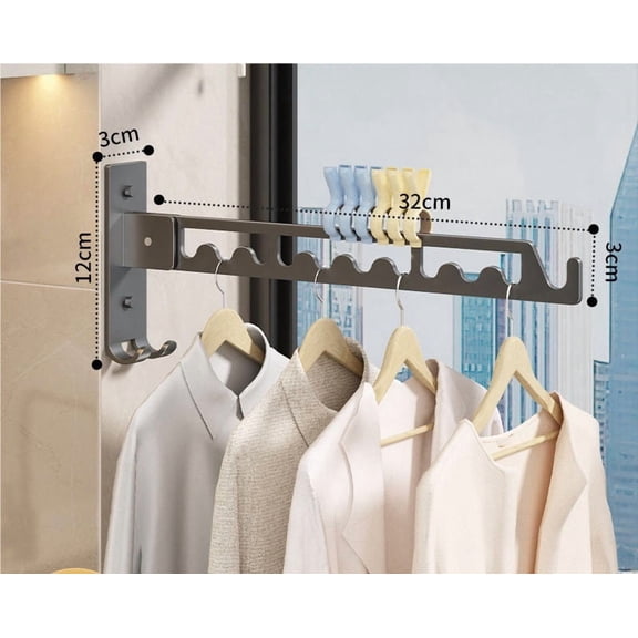 A folding clothes drying rack, no punching, bathroom balcony drying clothes, quilt rod, window clothes drying rod, aluminum alloy