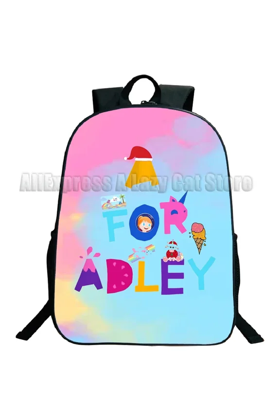 A for Adley Backpack Rainbow Ice Cream s Anime Bookbag Travel Rucksack Mochila Cartoon 16IN