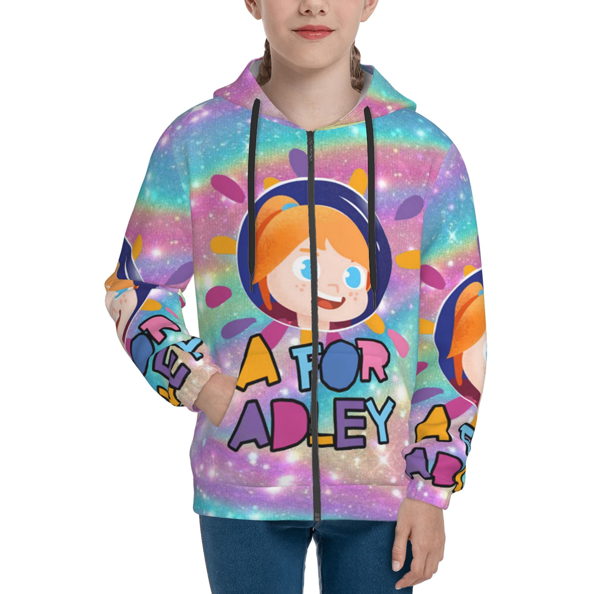 A for Adley Kids Zip Up Hoodies for Boys Girls Novelty Hooded
