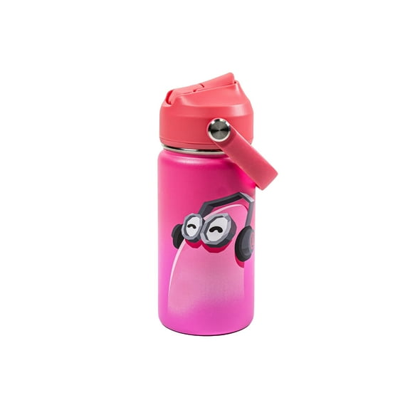 A for Adley Rainbow Ghost Water Bottles With Flip Top Straw and Lid. 12oz Insulated Stainless Steel Water Bottle With Matching Lid (Pink)