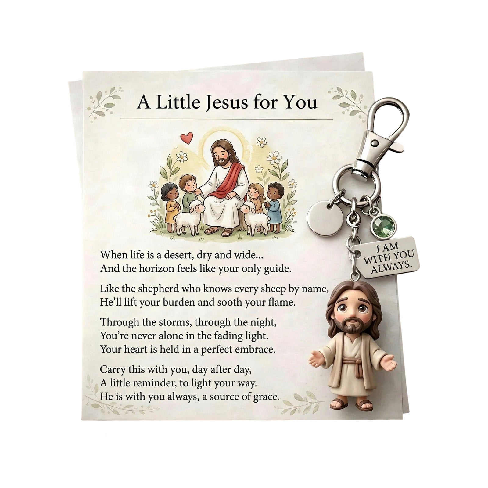 A for You Keychain with Inspirational Card Religious Gift I with You ...