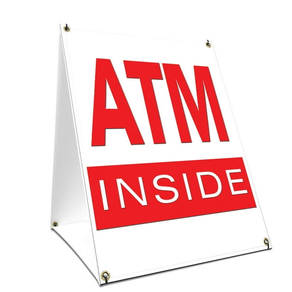 A-frame Sidewalk Atm Inside Sign With Graphics On Each Side | 24" X 36" Print Size