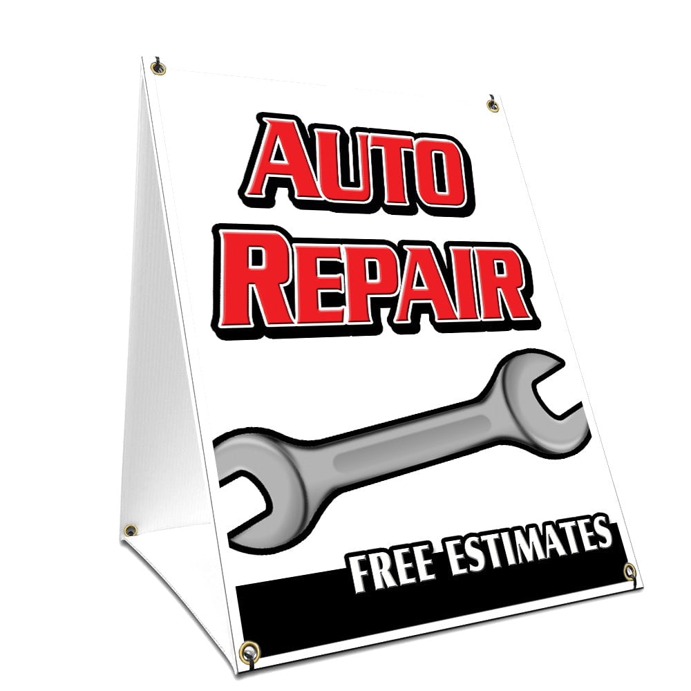 A-frame Sidewalk Auto Repair Free Estimates Sign With Graphics On Each ...