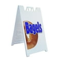 thumbnail image 1 of A-frame Sidewalk Bagels 1 24" x 36" Double Sided A-Frame Sidewalk Sign, Includes 2 Installed Vinyl Decals | Foldable Portable White Signicade Sandwich Board Signs, 1 of 5