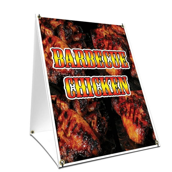 A-frame Sidewalk Barbecue Chicken Sign With Graphics On Each Side | 18" X 24" Print Size