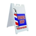 thumbnail image 1 of A-frame Sidewalk Barber Shop Walk-ins Welcome 24" x 36" Double Sided A-Frame Sidewalk Sign, Includes 2 Plastic Inserts | Foldable Portable White Signicade Sandwich Board Signs, 1 of 5