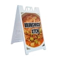 thumbnail image 1 of A-frame Sidewalk Brunswick Stew 24" x 36" Double Sided A-Frame Sidewalk Sign, Includes 2 Installed Vinyl Decals | Foldable Portable White Signicade Sandwich Board Signs, 1 of 5
