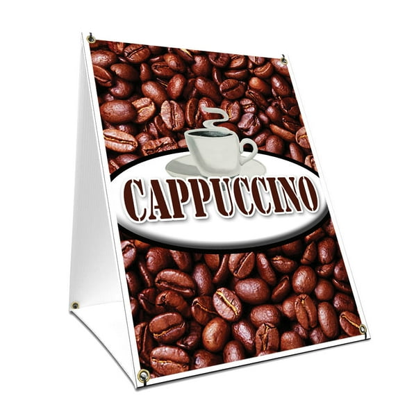 A-frame Sidewalk Cappuccino Sign With Graphics On Each Side | 24" X 36" Print Size