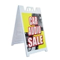thumbnail image 1 of A-frame Sidewalk Car Audio Sale 24" x 36" Double Sided A-Frame Sidewalk Sign, Includes 2 Plastic Inserts | Foldable Portable White Signicade Sandwich Board Signs, 1 of 5
