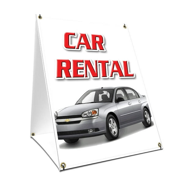 A-frame Sidewalk Car Rental Sign With Graphics On Each Side | 18" X 24" Print Size