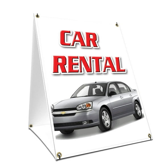 A-frame Sidewalk Car Rental Sign With Graphics On Each Side | 24" X 36" Print Size